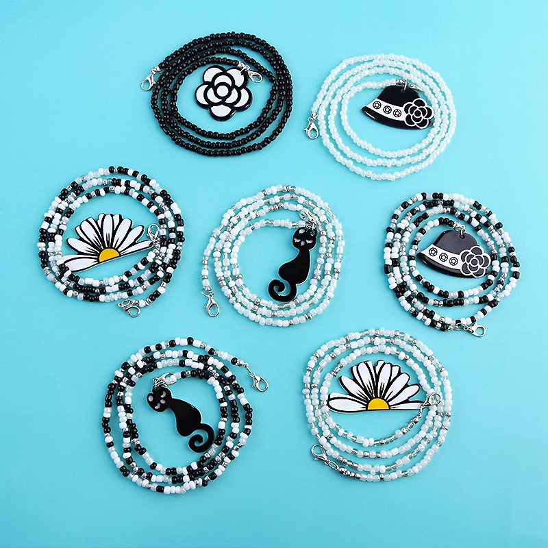 Dây đeo khẩu trang/mắt kính phong cách Hàn Quốc thời trang ngọt ngào-  Phong cách Đen