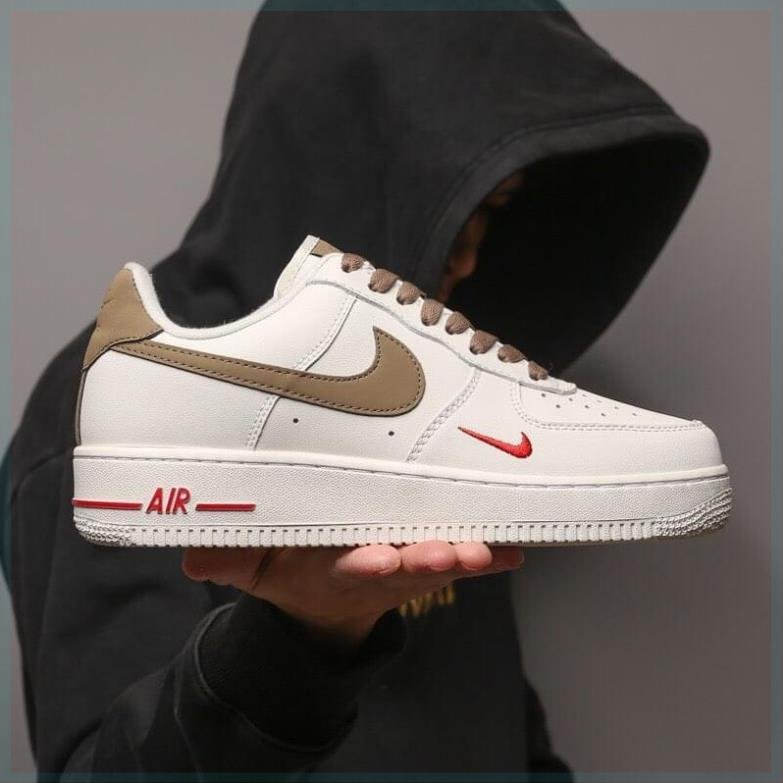 Giày Sneaker AF1 custom vệt nâu, air force 1 white brown bản mới - jinx.sneaker