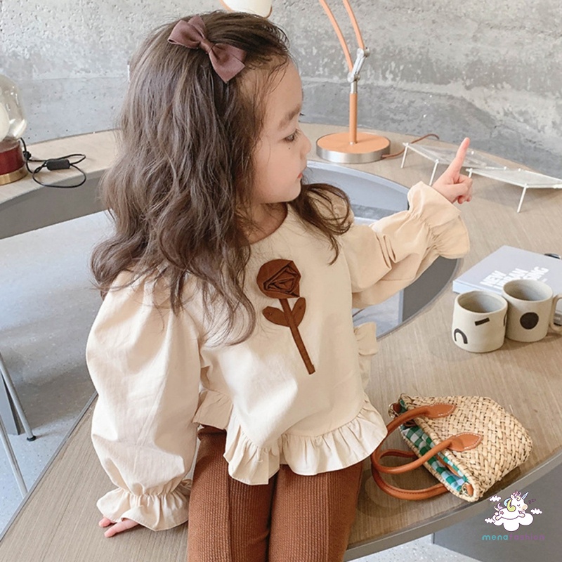 Bộ Áo Hoa + Quần Ống Loe Xẻ Tà Thoáng Khí Thoải Mái Dành Cho Bé Gái