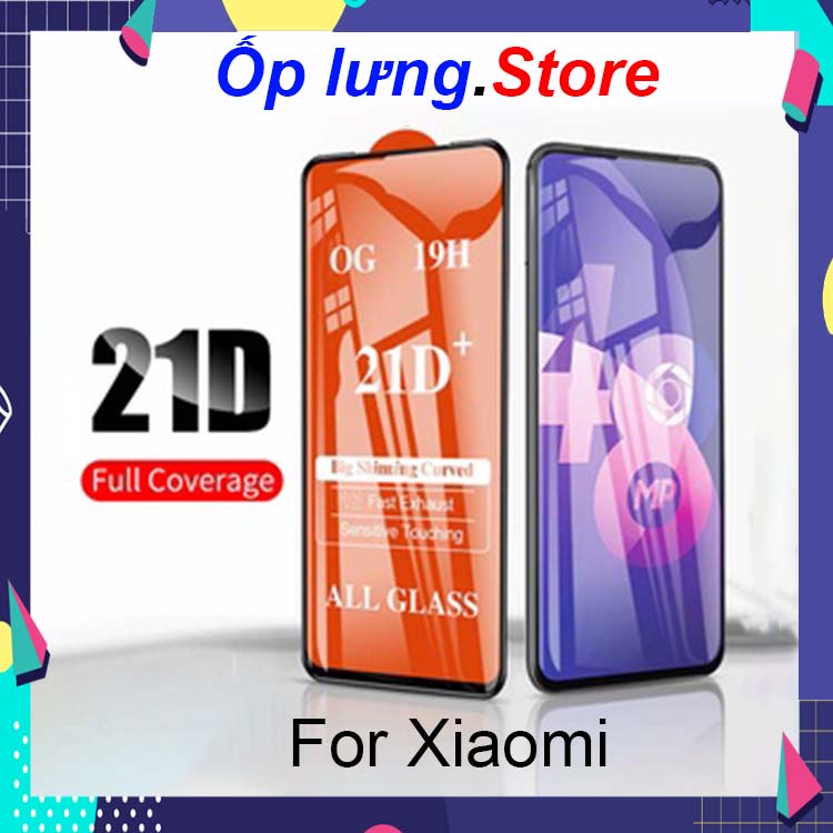 Kính cường lực Xiaomi 21D full màn cho Redmi 9A, 9C, 10, 10A, Redmi note 11, 11S,11 Pro 5G,...tặng kèm giấy lau kính
