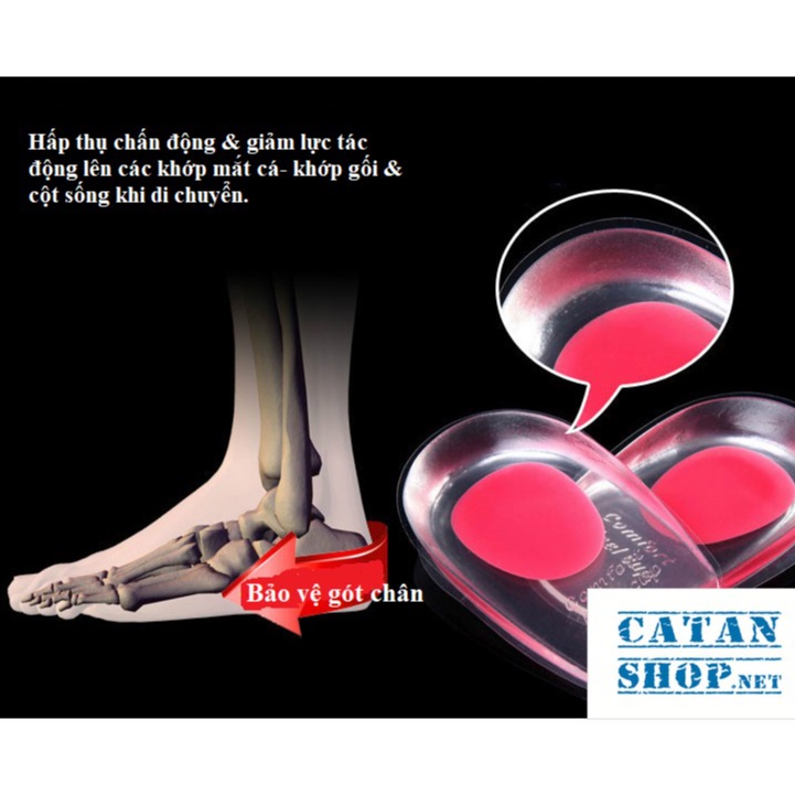Lót giày tăng chiều cao silicon 1.5cm bảo vệ gót chân, phòng ngừa, giảm đau gai gót chân, chai chân GD240-LGiayBVKD