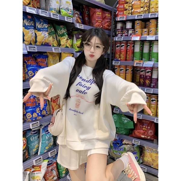 SÉT THUN ÁO TRẮNG IN CHỮ + QUẦN CHUN RÚT DÂY