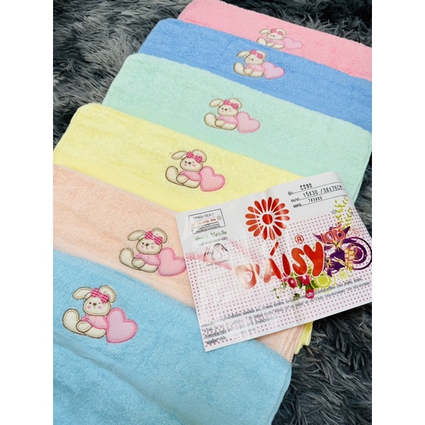 Set 5 Khăn Tắm Thỏ Daisy Thái Lan 38*76 Màu và Sọc .