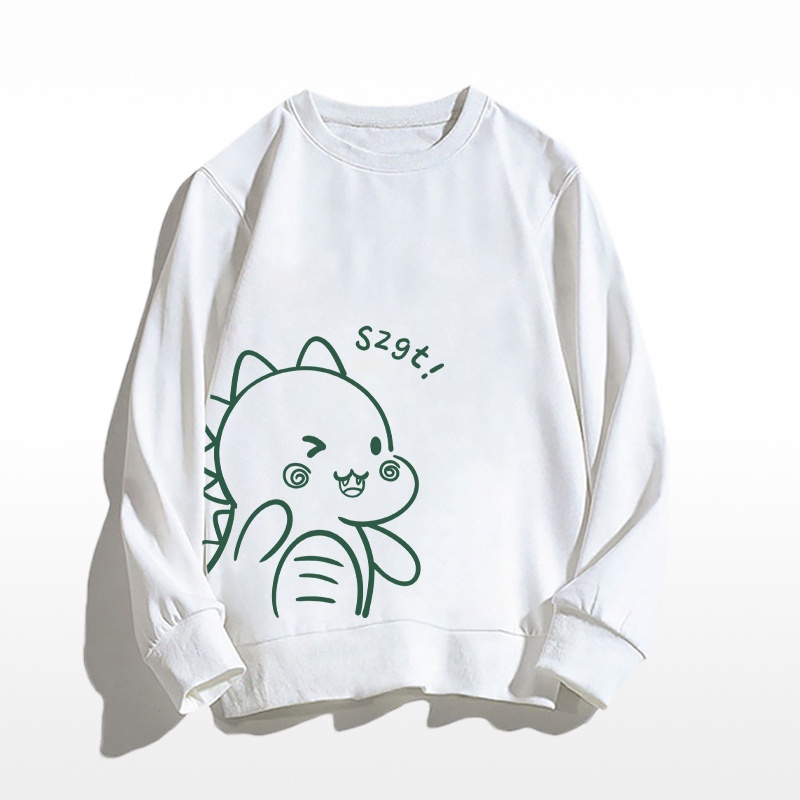 Áo Sweater Cổ Tròn Dáng Rộng In Họa Tiết Dễ Thương Thời Trang Thu Đông Cho Nữ