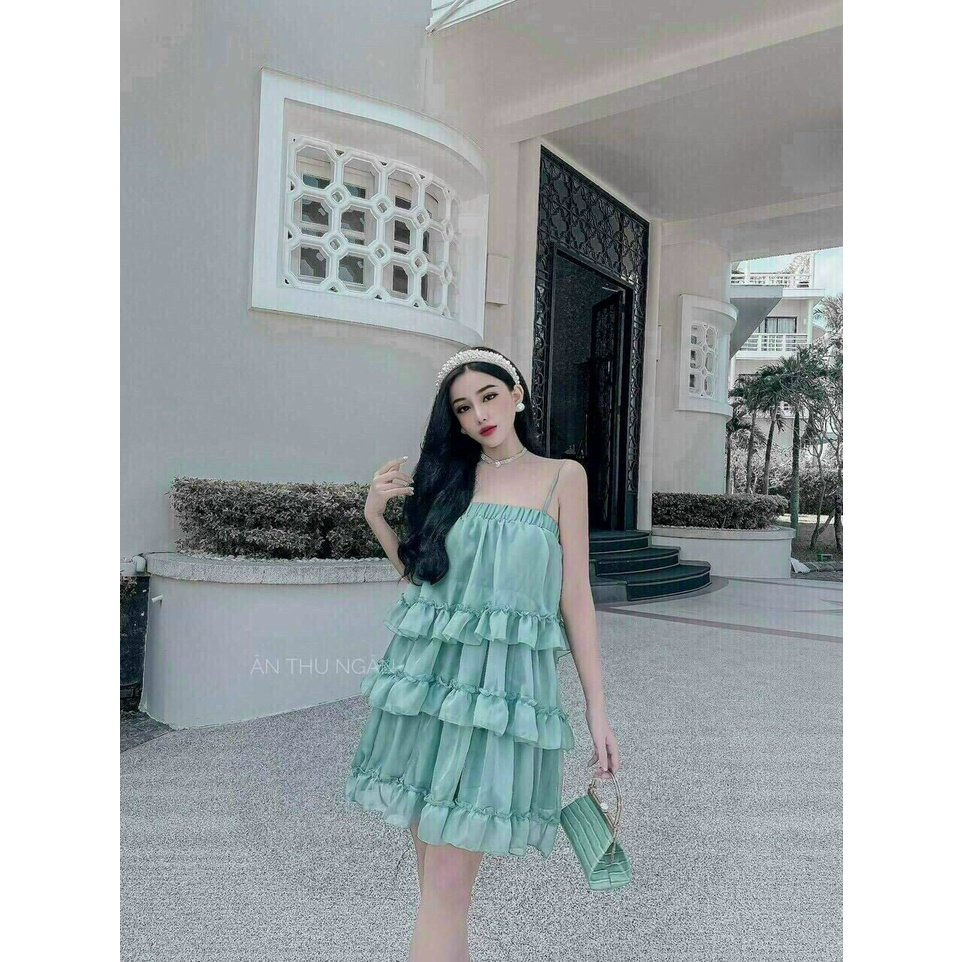 (Miễn Phí Ship 2022) Đầm 2 dây dáng xòe,đầm voan tầng dễ thương,chất đẹp from dễ mặc,diện đi đâu cũng chanh sả