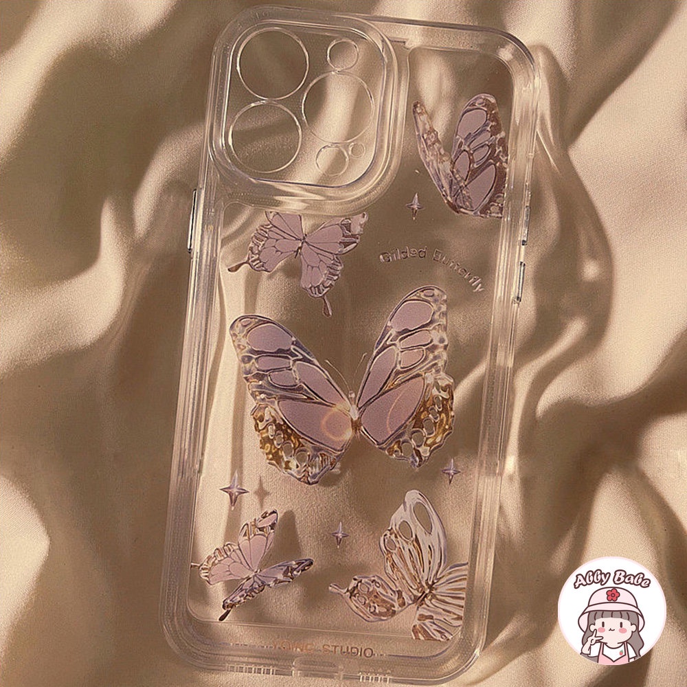 Ốp Điện Thoại TPU Mềm Trong Suốt Họa Tiết Bướm Hồng Cho Iphone 14 Pro Max 11 7Plus 13 12 11 Pro Max X XS XR