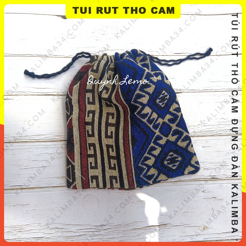 Túi rút thổ cẩm đựng đàn kalimba 17 phím vải thổ cẩm hoa văn ngẫu nhiên chống trầy, chống bụi bẩn