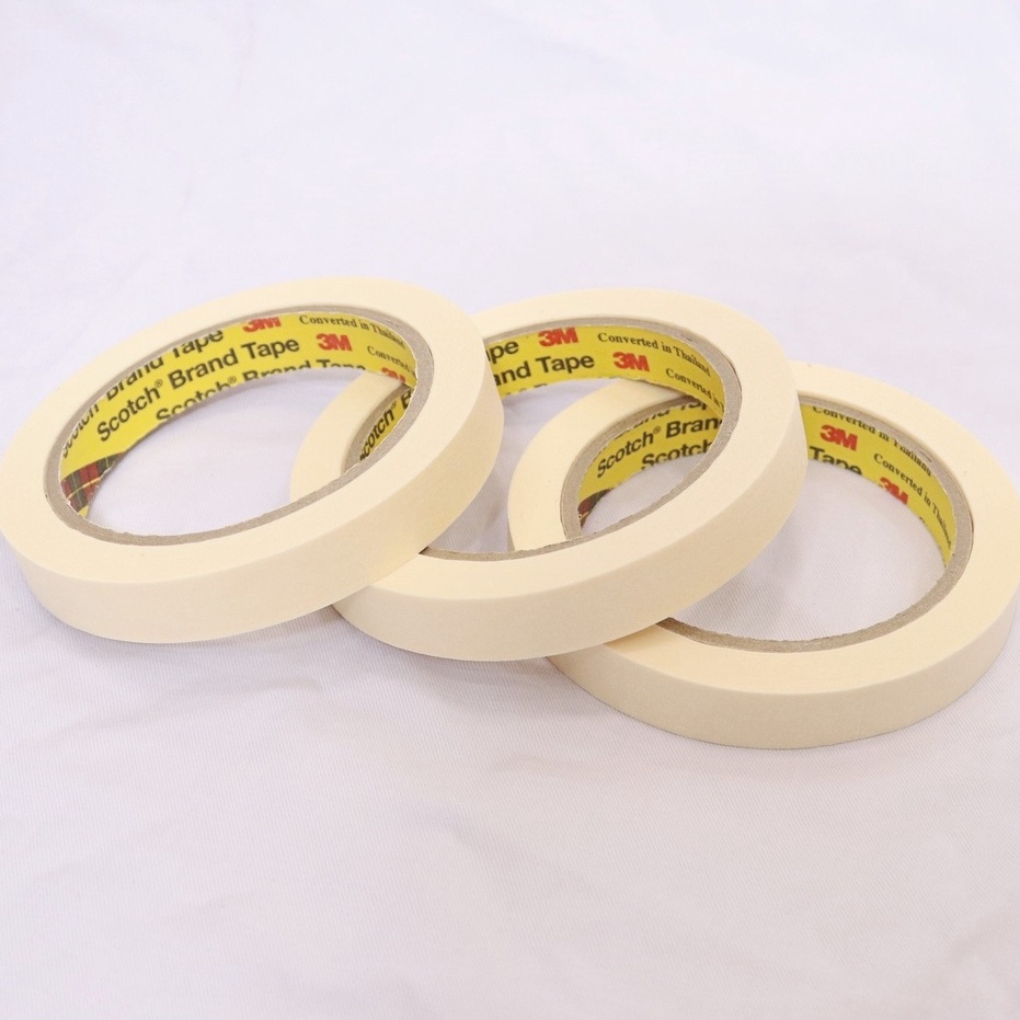 Băng keo giấy 3M dùng che sơn khổ 1,5cm dài 27m Masking Tape 3M (combo 10 cuộn)