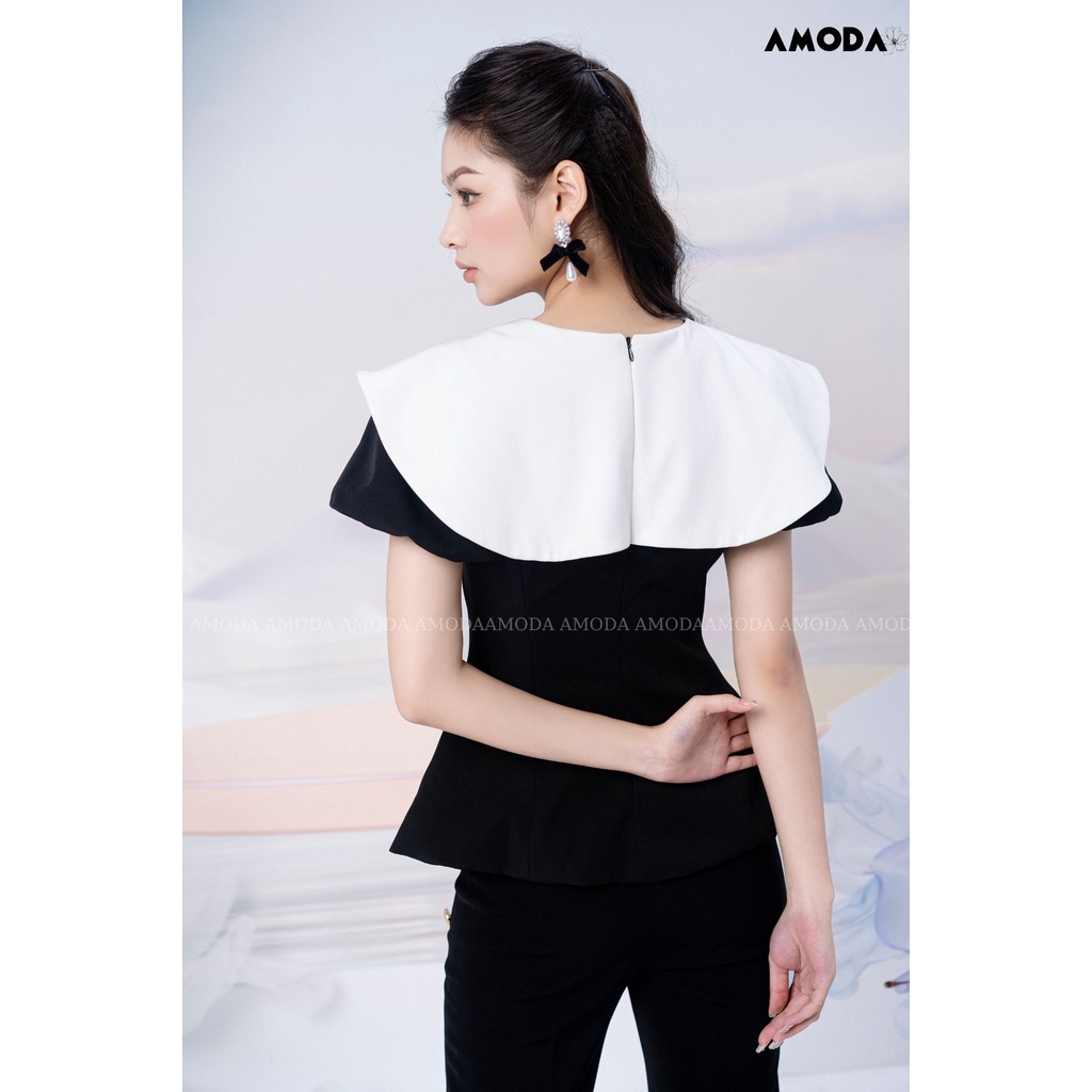Áo thiết kế  chiết eo tay bồng  đính nơ siêu xinh cho nàng đi chơi đi làm AMODA A016