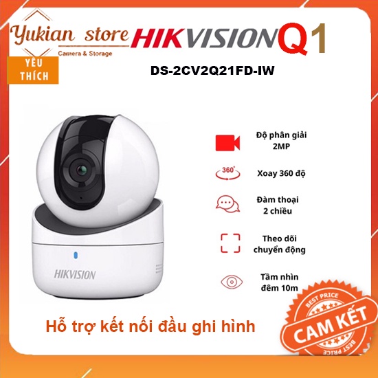 Camera IP WIFI Hikvision DS-2CV2Q21FD-IW 1080P 2MP Q1 Q21 H.265 - Xoay đàm thoại 2 chiều, hỗ trợ đầu ghi