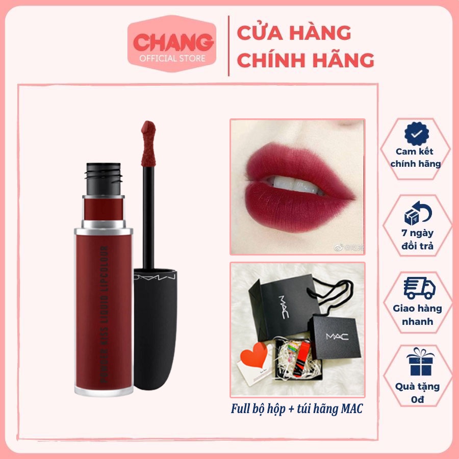 💄 Son kem lì MAC 994 Make Love To The Camera Màu Đỏ Rượu - Powder Kiss Liquid, hàng chuẩn Auth date mới nhất