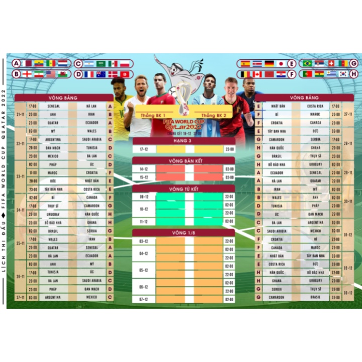 Lịch Thi Đấu Bóng Đá WC Qatar 2022 (theo giờ Việt Nam) - DECAL