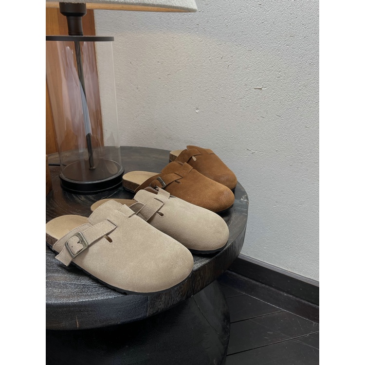 Dép Birkenstock đế bằng màu trơn size lớn thoải mái cho nam và nữ