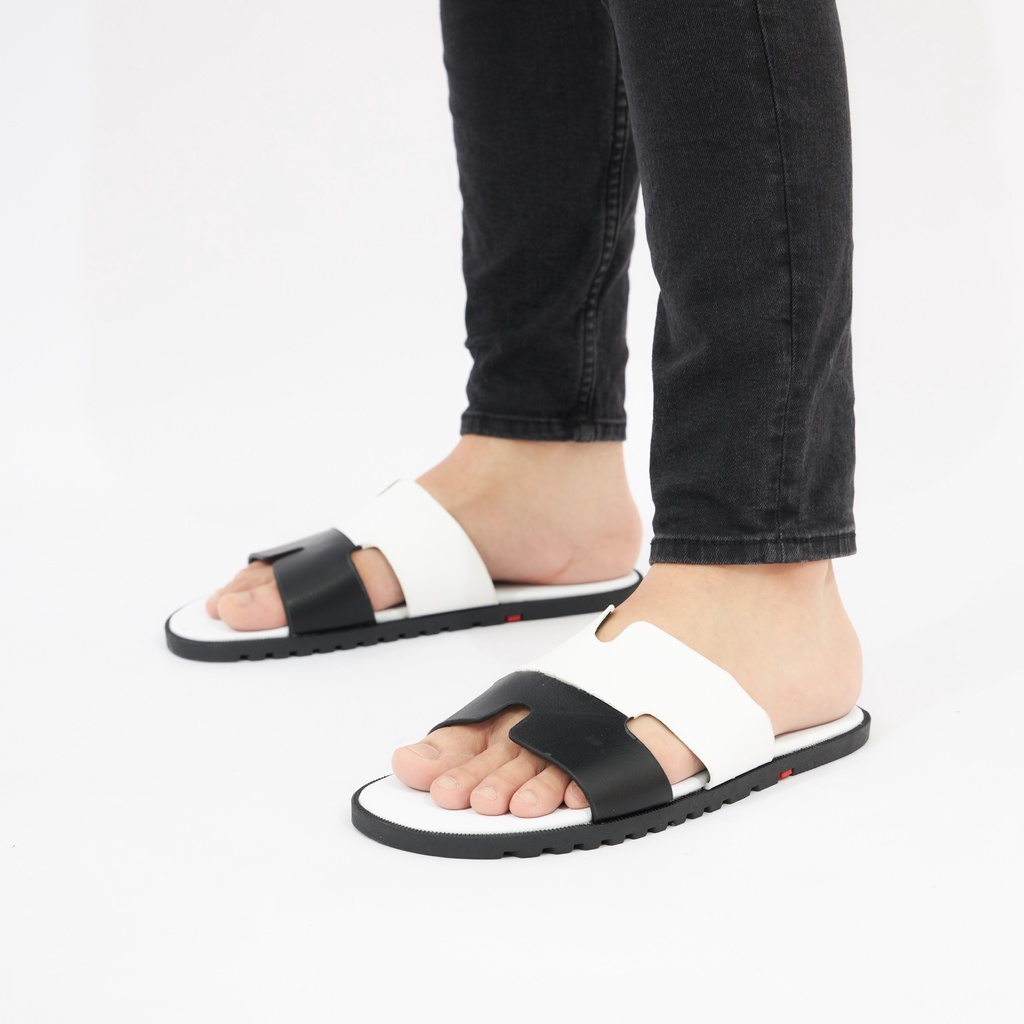 Dép MWC 7716 - Dép Da Nam Quai Chữ H Phối Màu Trẻ Trung