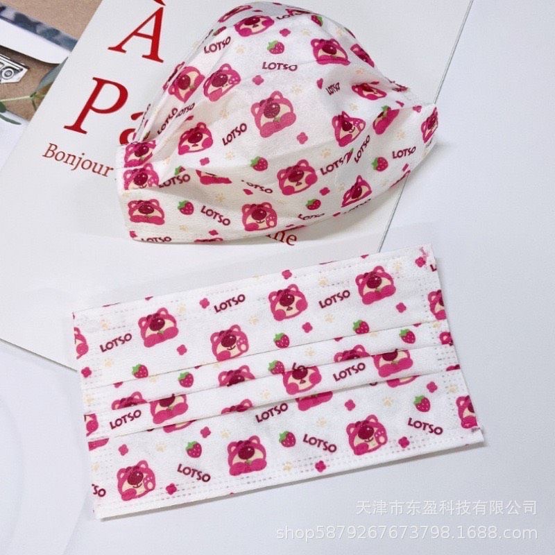 COMBO 100 CÁI KHẨU TRANG GẤU DÂU LOTSO HÀNG CÓ SẴN