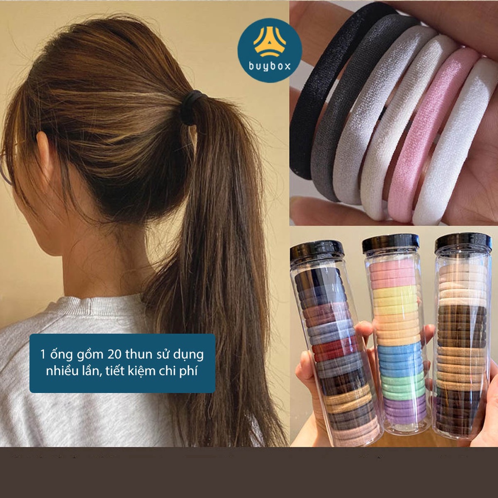 Set 20 dây cột tóc thời trang nhiều màu sắc có nắp đựng bảo quản tiện lợi - Buybox - BBPK261