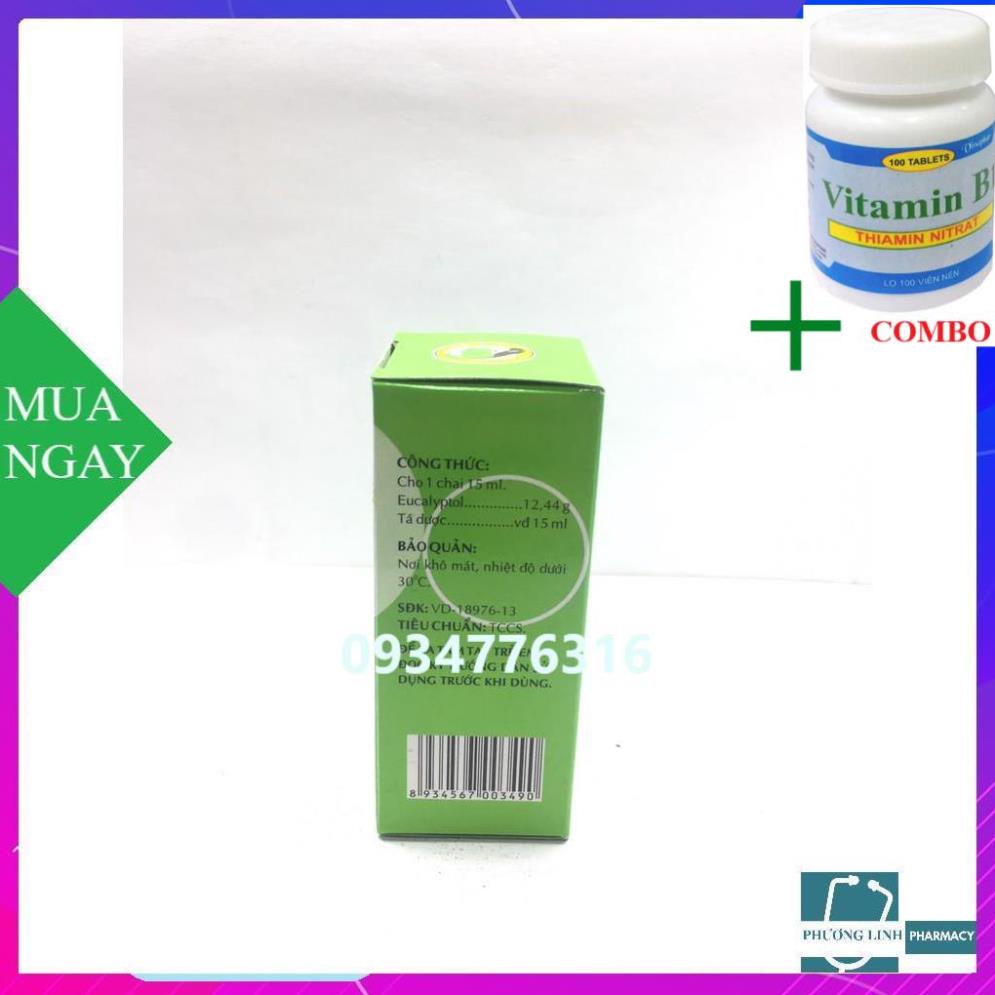 Combo Vitamin B1 chai 100 viên+ Dầu khuynh diệp OPC 15ml