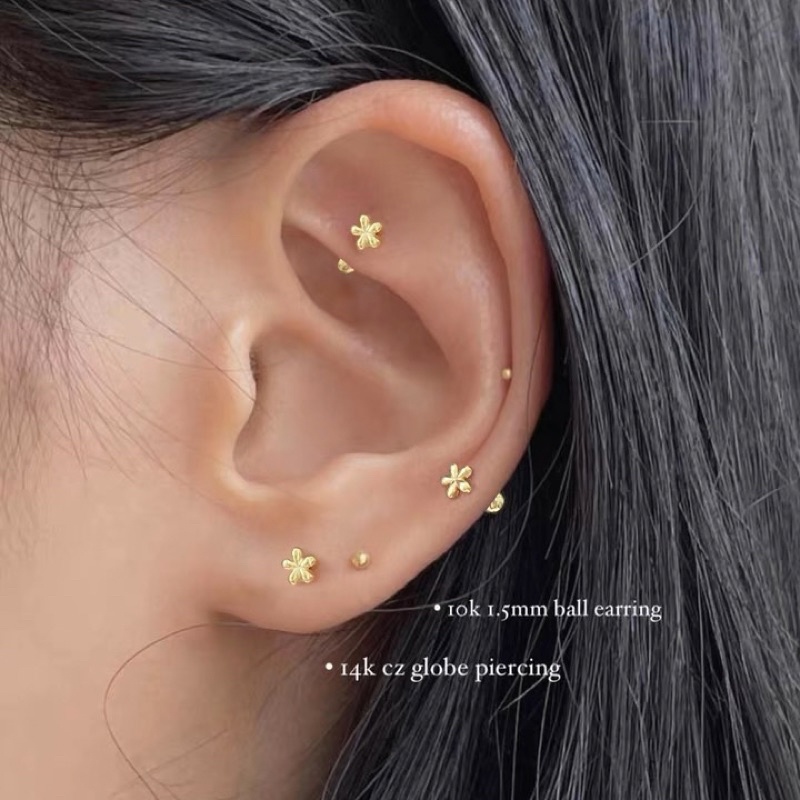 𝐯𝐞𝐥𝐯𝐞𝐭𝐩𝐢𝐧𝐤.𝐚𝐜𝐜🇰🇷 | Khuyên tai chốt bi vặn bông hoa mini