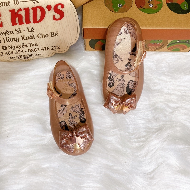 Giầy búp bê melissa nơ vương miện cho bé chất liệu giầy nhựa thơm melisa siêu mềm êm cho bé từ 1-7 tuổi
