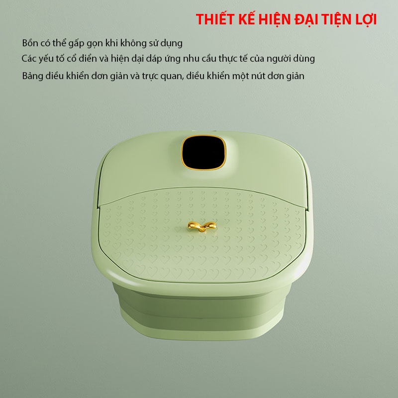 Bồn ngâm chân massage gấp gọn cao cấp tặng kèm thảo dược ngâm chân, chậu ngâm chân máy massage chân, bảo hành 2 năm