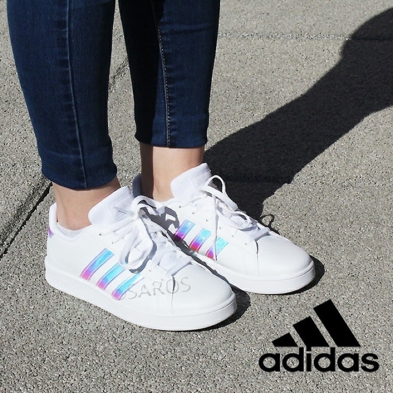Giày thể thao adidas grandcourt cho nữ sọc màu hologram cầu vòng cực xinh - FW1274