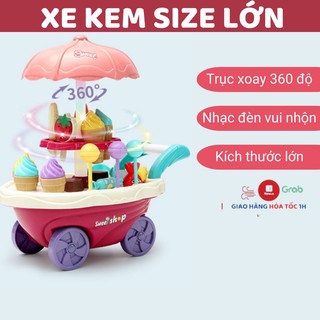 [SIZE LỚN] Đồ chơi xe đẩy bán kem có nhạc và đèn, trục quay 360 độ hấp dẫn cho bé, đồ chơi bé gái thú vị
