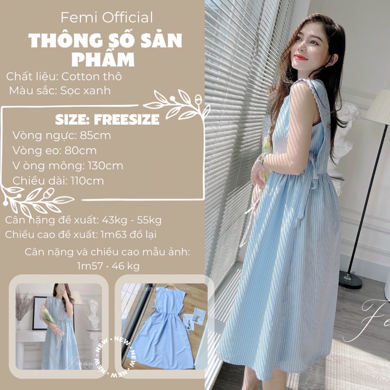 Đầm Sọc Viền Ren Thắt Nơ, đầm kẻ viền ren maxi phom suông dễ mặc