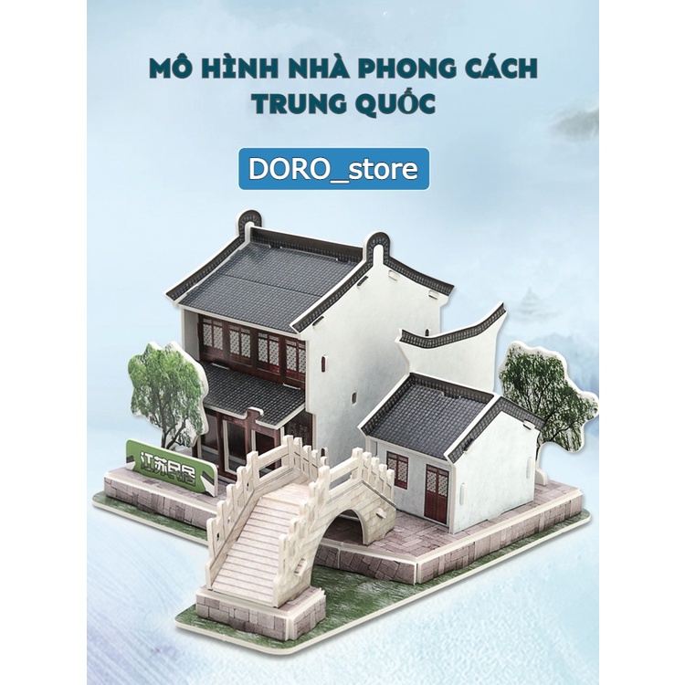 Mô hình lắp ráp cho bé ,nhà cổ phong cách trung quốc chất liệu xốp N01