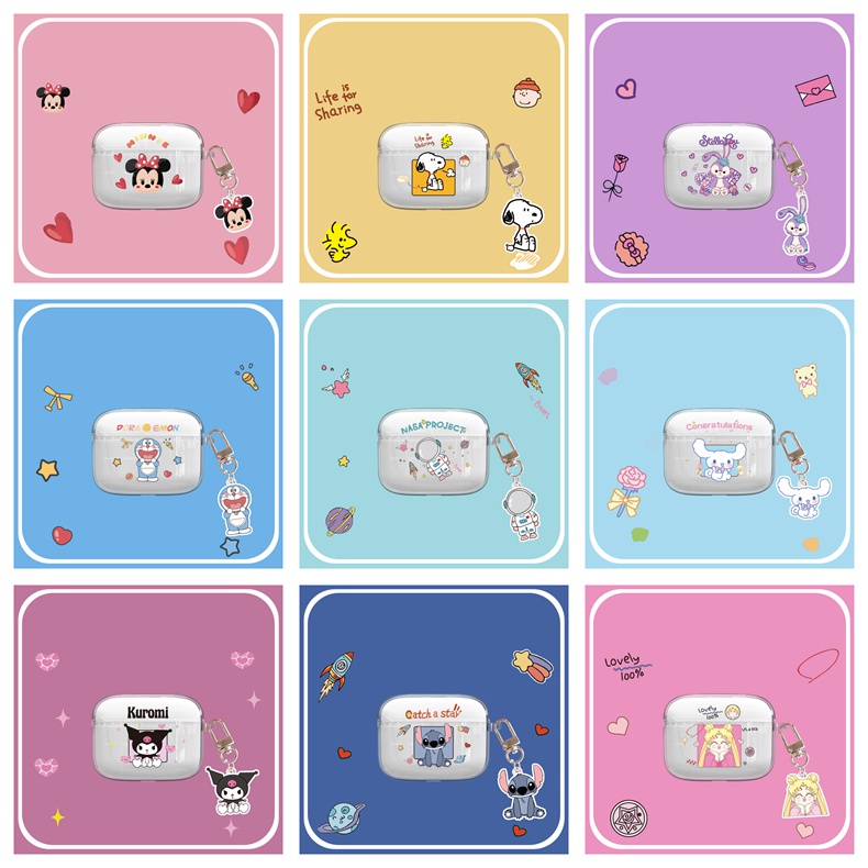 Vỏ Bảo Vệ Hộp Sạc Tai Nghe Airpods E9 TWS Bằng TPU Mềm Trong Suốt + Mặt Dây Chuyền Đơn Giản Chống Sốc Hiệu Baseus Bowie