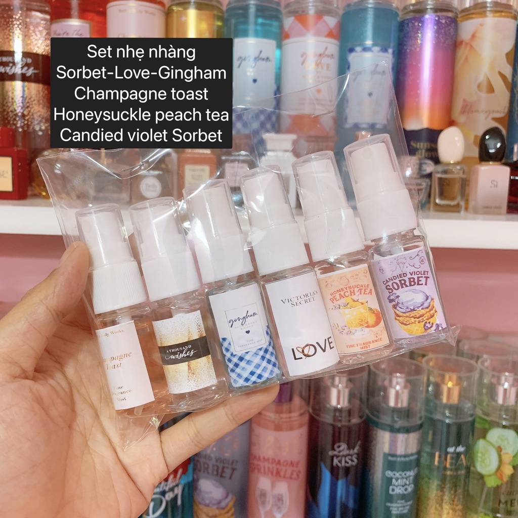 🌸 Combo 6 chai chiết bodymist mix Bath&Bodywork-Victoria's secret 10ml 🌸
