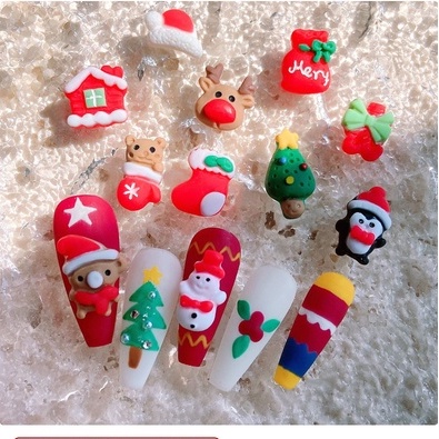 Set 10 charm Noen, Charm giáng sinh trang trí móng