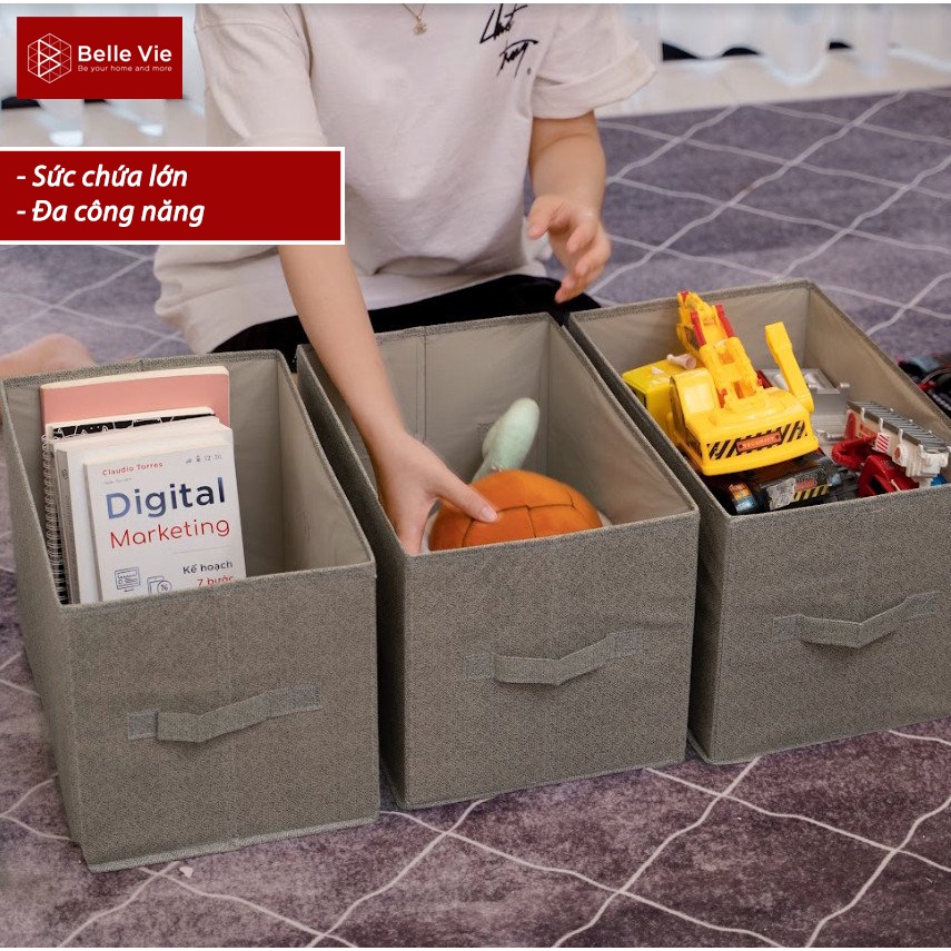 Hộp Vải Đựng Quần Áo BELLVIE Hộp Đựng Đồ Đa Năng Không Có Nắp Tiện Lợi Gấp Gọn Dễ Dàng HVKN