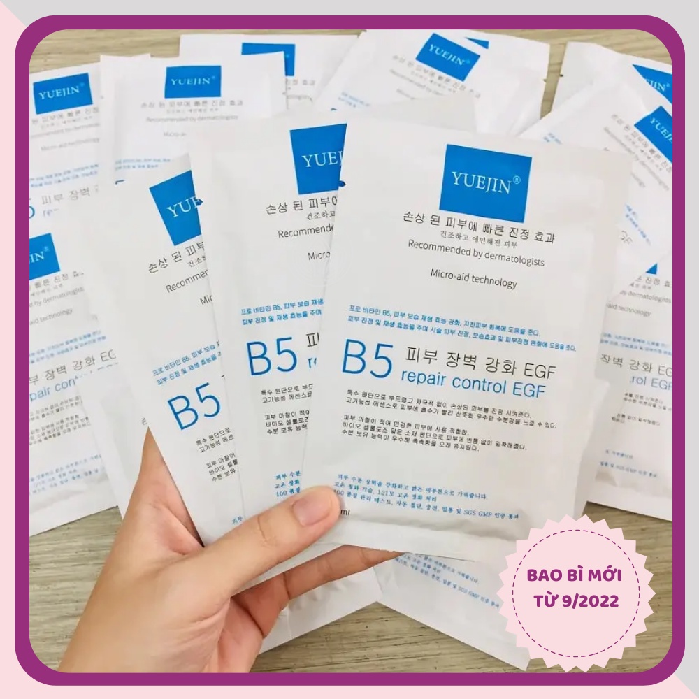 Mặt nạ B5 Yuejin mẫu mới -Cấp ẩm phục hồi da Yuejin B5 Repair Control EGF và mask SOS mờ thâm nám - Derma Touch