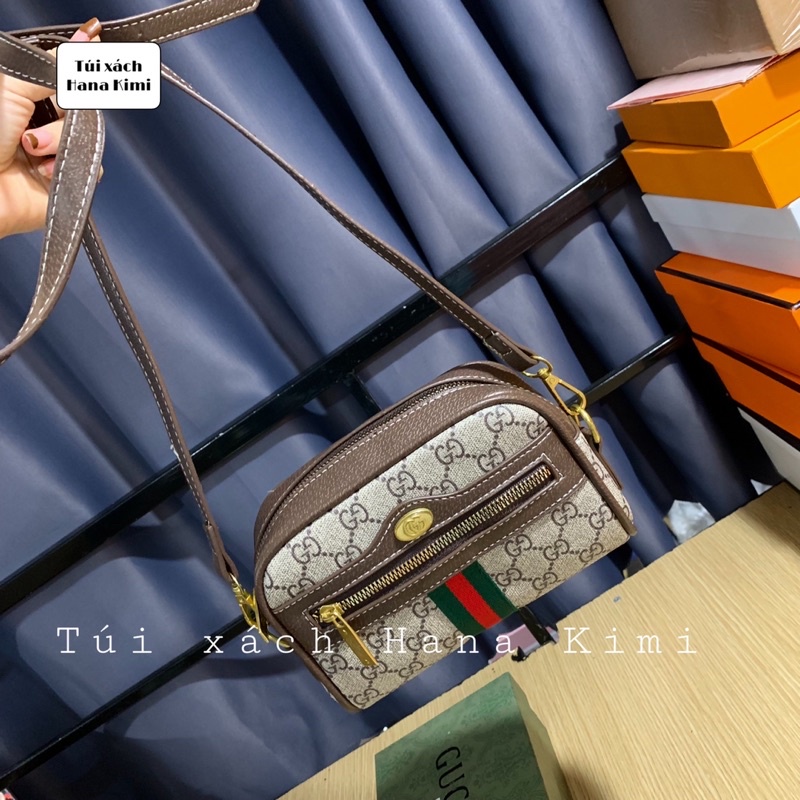 Túi đeo chéo nữ thời trang sọc đỏ size nhỏ