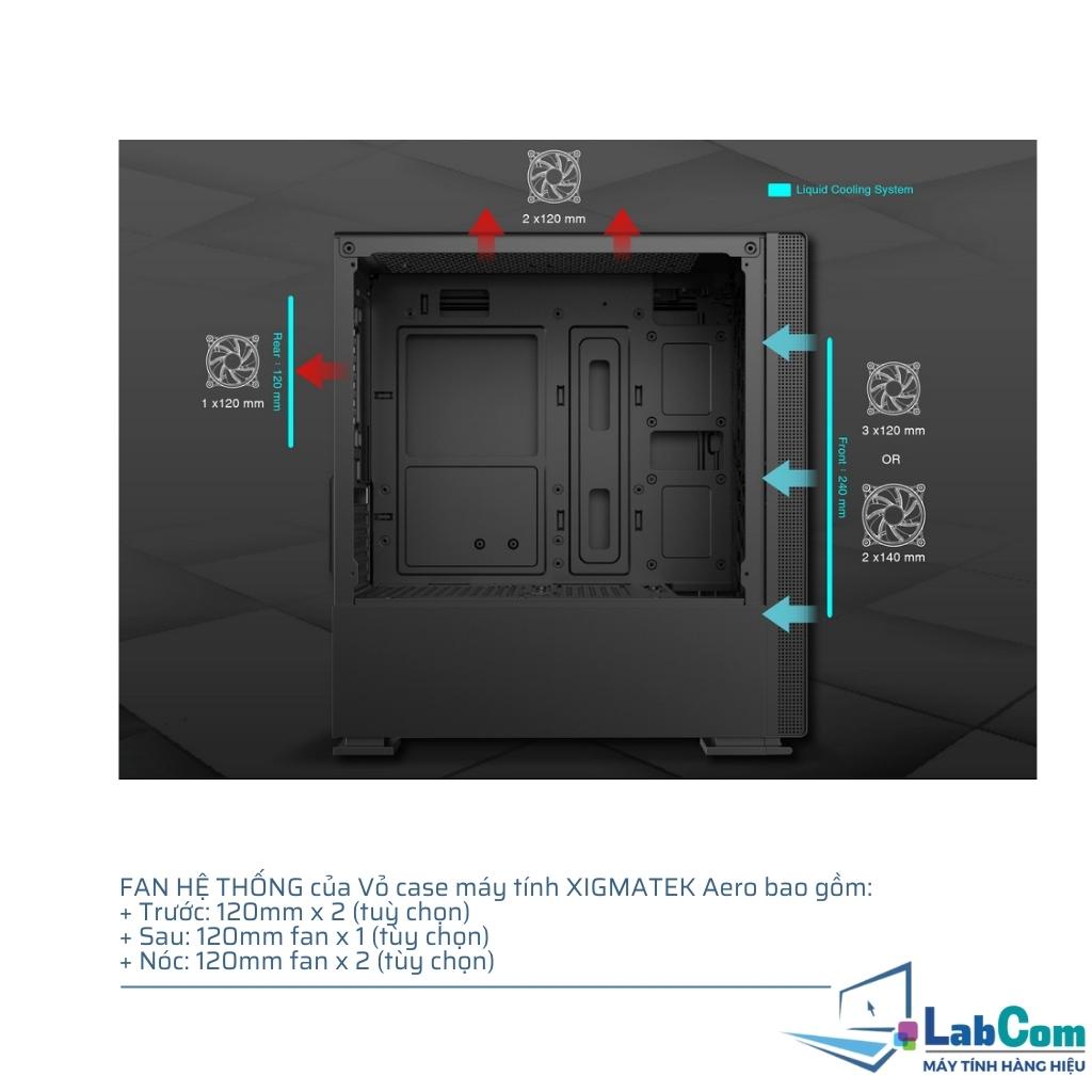 Vỏ case máy tính Xigmatek Aero Micro-ATX, ITX Màu đen kèm sẵn 2 Fan và không kèm Fan | Mặt hông trái kính cường lực | BigBuy360 - bigbuy360.vn