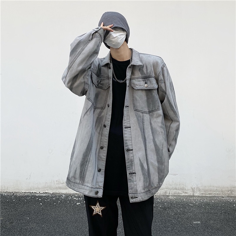 Áo khoác jean denim nam unisex form rộng dáng dài, áo khoát jacket jean nam nữ phong cách đường phố 2734