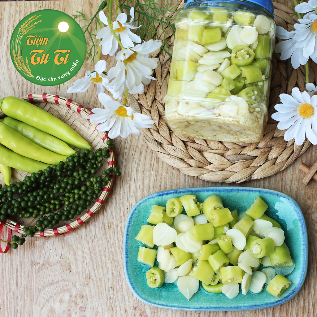 ỚT HUẾ NGÂM GIẤM TỎI CÔ ĐƠN - Hũ 500g và 1kg - Quả to dài, cùi dày, ít hạt