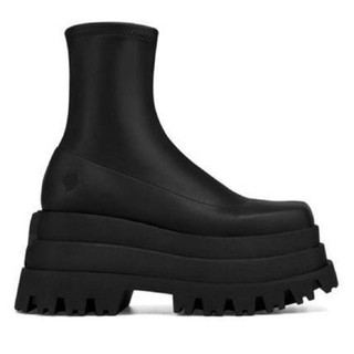(SẴN CỔ THẤP TRẮNG, ĐEN BÓNG) BỐT ĐÙI B320 PLATFORM 8CM KHÔNG KHÓA CO DÃN
