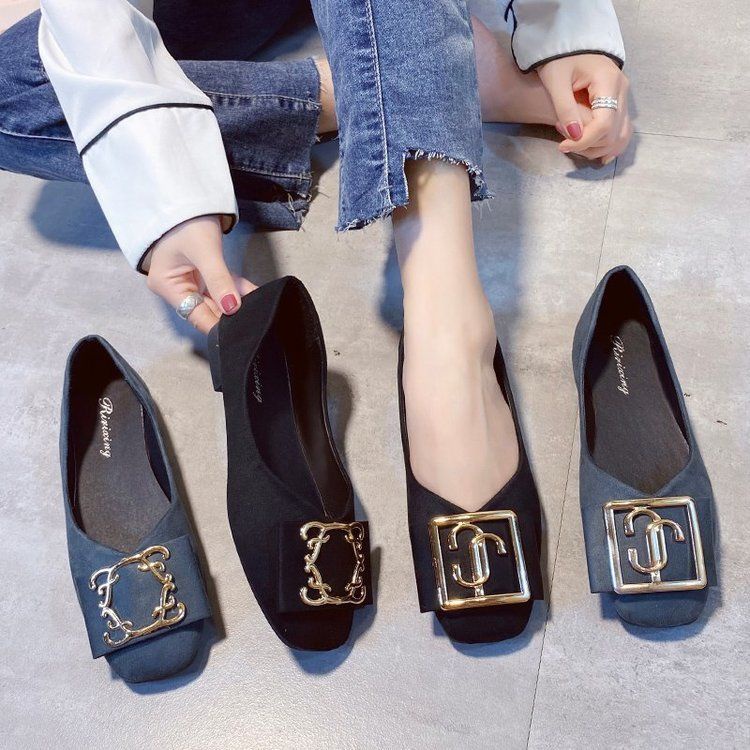 Giày Búp Bê Mũi Vuông Size Lớn 35-43 41 42 Thời Trang Xuân Thu Cho Nữ