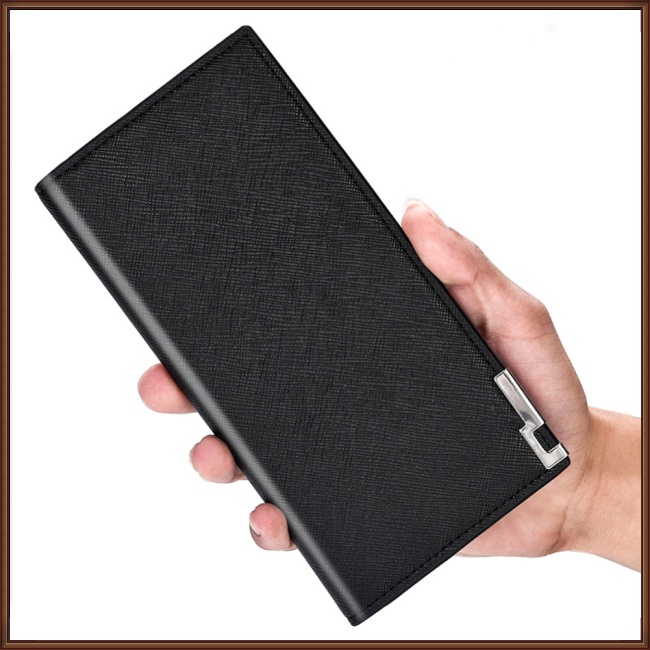 Ví Da Pu Siêu Mỏng Dáng Dài Thời Trang Hàn Quốc Cho Nam Giá Đỡ