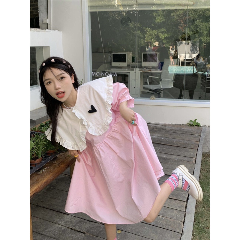 Váy babydoll Đầm Ngắn Dáng Chữ A Cổ Búp Bê Màu Sắc Ngọt Ngào Phong Cách Nhật Bản Dễ Phối Đồ Thời Trang Cho Nữ