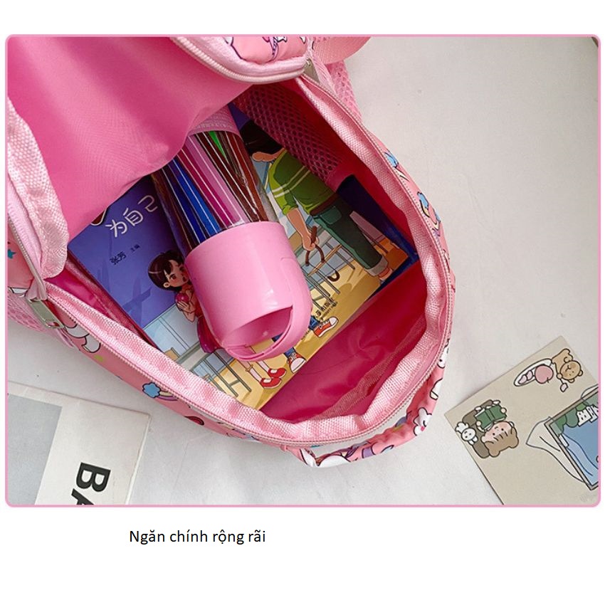 Cặp balo học sinh đi học mầm non size 27cm in hình 3D chú Kỳ Lân dễ thương chất liệu vải dù chống nước, chống xước BL034