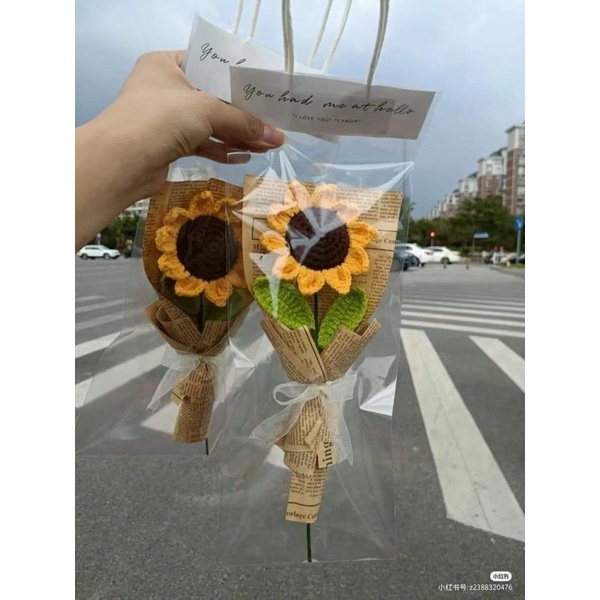 Hoa Hướng Dương bằng len làm quà tặng trang trí siêu xinh