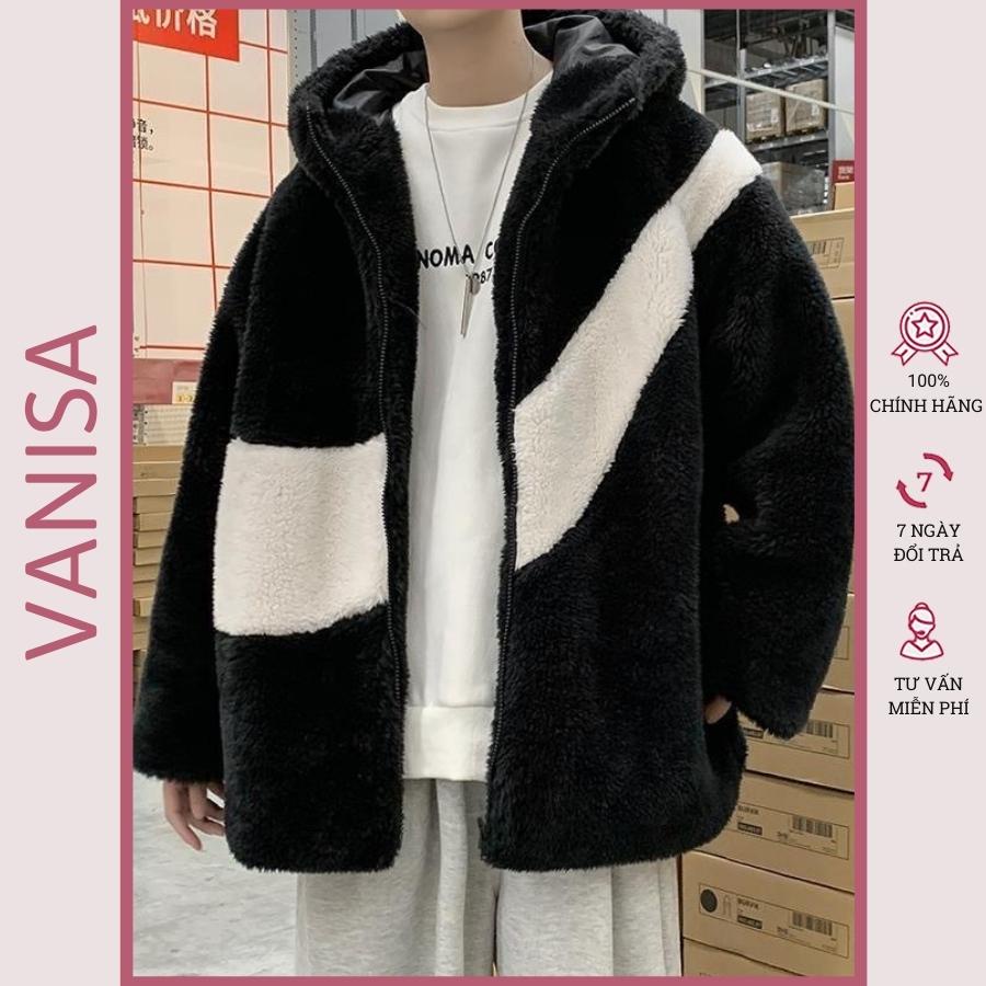 Áo khoác nữ nam lông cừu hoodie zip bigsize nỉ bông len dày dặn mịn form rộng VANISA KD15