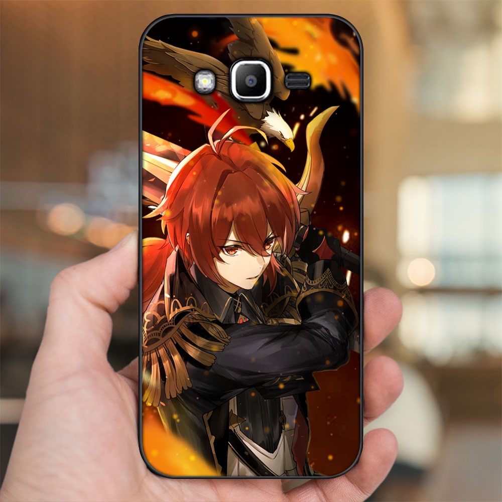 Ốp lưng Samsung J2 Prime, J3 2016, J5 2015 viền đen in hình Diluc Genshin Impact