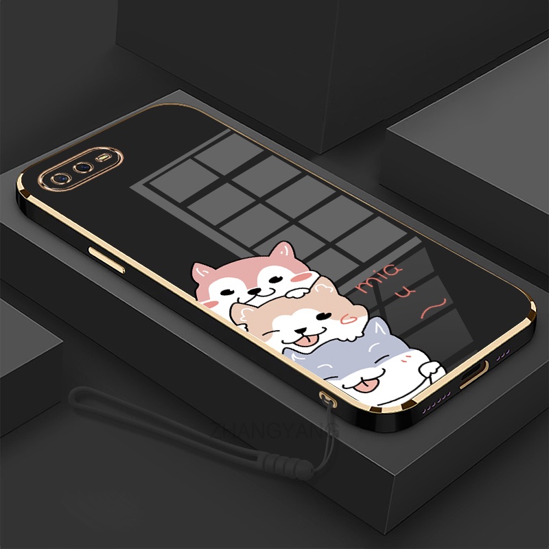 Ốp Điện Thoại Silicon Họa Tiết Chú Chó Hoạt Hình Mạ Viền Dễ Thương Kèm Dây Đeo Dành Cho Realme c21y c25y c21