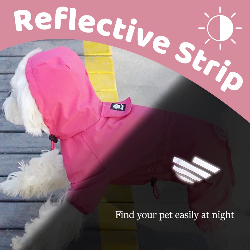 HamshMoc Áo Mưa Toàn Thân 4 Chân Trọng Lượng Nhẹ Chống Thấm Nước In Họa Tiết Có Mũ Trùm Dành Cho Cún Cưng