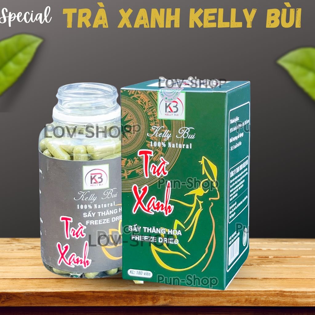 Viên Uống Trà Xanh Kelly Bùi Giảm Cân, Giảm Eo Bụng Sáng Da hộp 180 viên