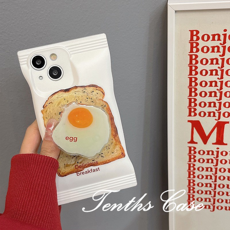 Ốp Điện Thoại Mềm Hình Bánh Mì Trứng Chiên Không Giá Đỡ Cho IPhone 14 13 12 11 Pro Max SE2020 X XR Xs Max 7 8 6 6s Plus