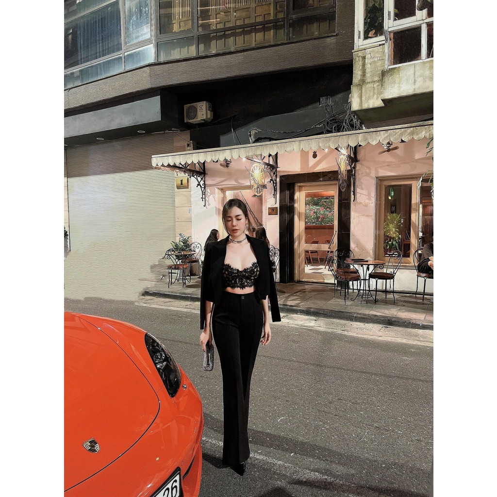 Áo vest đen 1 cúc dài tay AV103